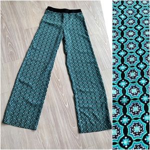 turquoise medallion wide leg palazzo pants